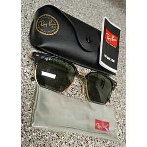 Ray-Ban New Clubmaster Black On Gold/Green Classic 53mm Sunglasses RB4416 601/31